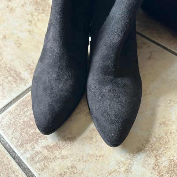 Marc Fisher Over the Knee Block Heeled Black Suede Stretch Boots Size 8 - Picture 10 of 12